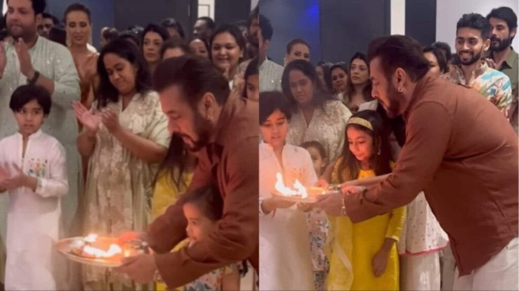 सलमान खान ने बहन अर्पिता खान के घर भतीजी आयत के साथ गणपति की आरती की; सलीम खान, यूलिया वंतूर भी दिखे | बॉलीवुड