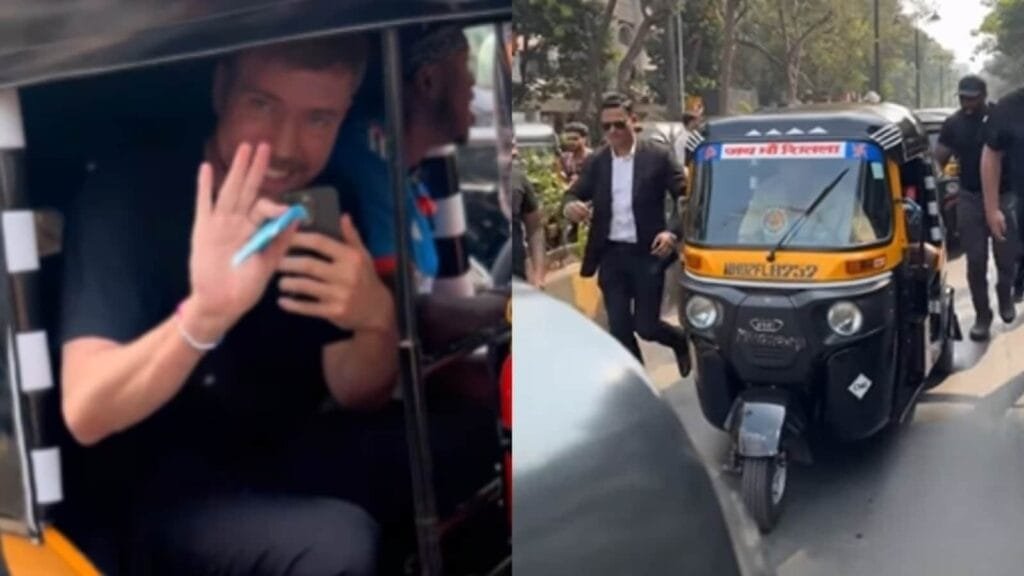 मिस्टर बीस्ट, जेजे भारत में भारी सुरक्षा वाली ऑटो की सवारी करते हैं; सेल्फी लेने के लिए प्रशंसकों की भीड़ उमड़ने से सुरक्षा में लापरवाही बरती जा रही है। घड़ी